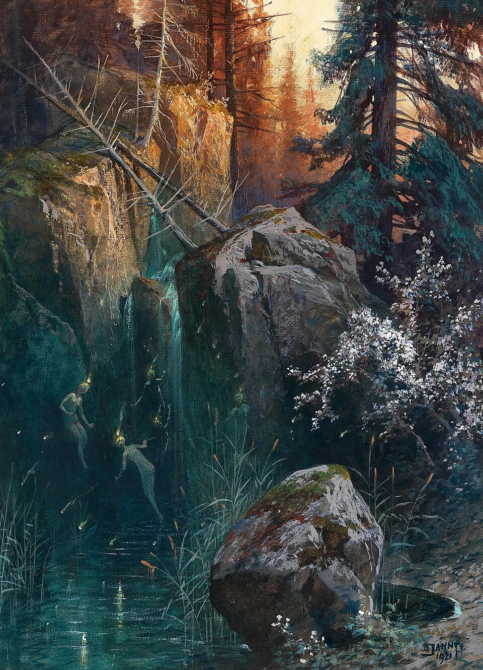Ninfe presso una cascata nella foresta, 1920
